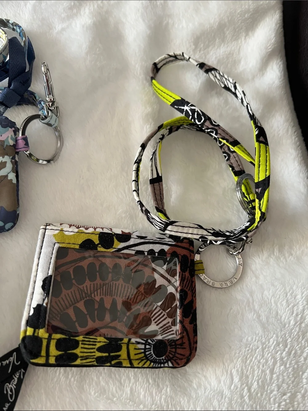 Vera Bradley Multicolor Quilted Card Holder and Lanyard Set 3 piece